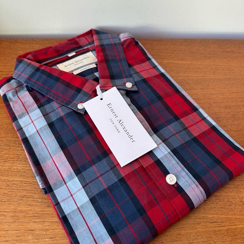 Ernest Alexander Men’s XL Plaid Button Down Shirt NWT
